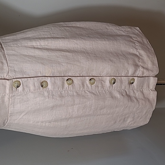 SZ8 100% Linen Wilfred Ducharme Button Down Mini Dress Aritzia pink - Picture 5 of 11